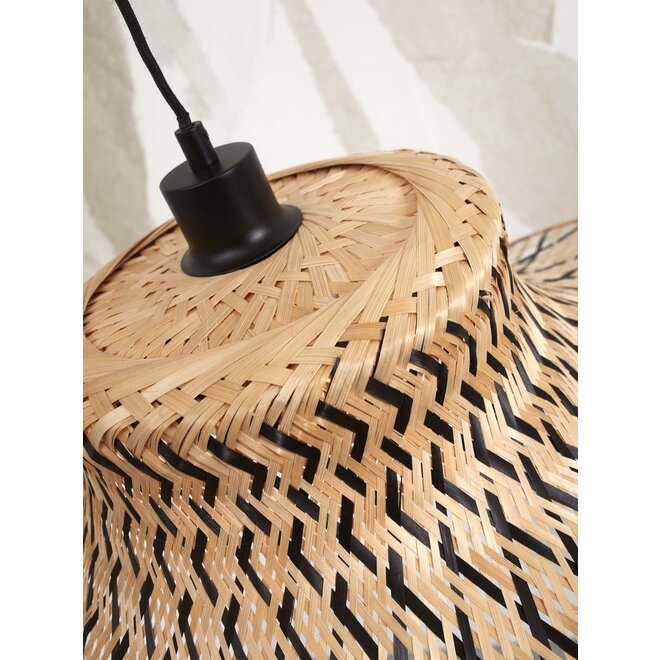 Hanglamp Ibiza bamboe wavy dia.65xh.20cm zwart/naturel. L