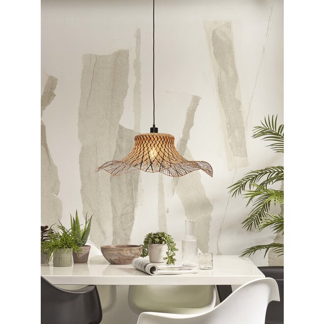 Hanglamp Ibiza bamboe wavy dia.65xh.20cm zwart/naturel. L