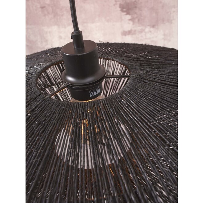 Vloerlamp Iguazu L bamboe zw. h.176cm/kap 55x14cm jute. zwart