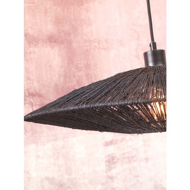 Vloerlamp Iguazu L bamboe zw. h.176cm/kap 55x14cm jute. zwart