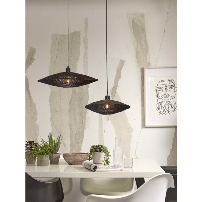 Hanglamp Iguazu jute/schijf S dia.40xh.12cm. zwart