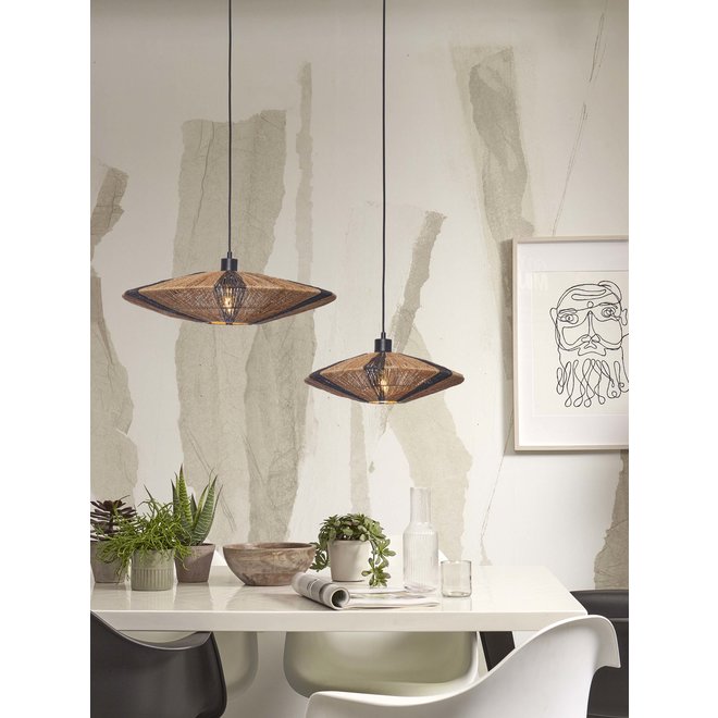 Hanglamp Iguazu jute/schijf S dia.40xh.12cm. zwart/naturel