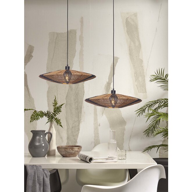 Hanglamp Iguazu jute/schijf L dia.55xh.14cm. zwart/naturel