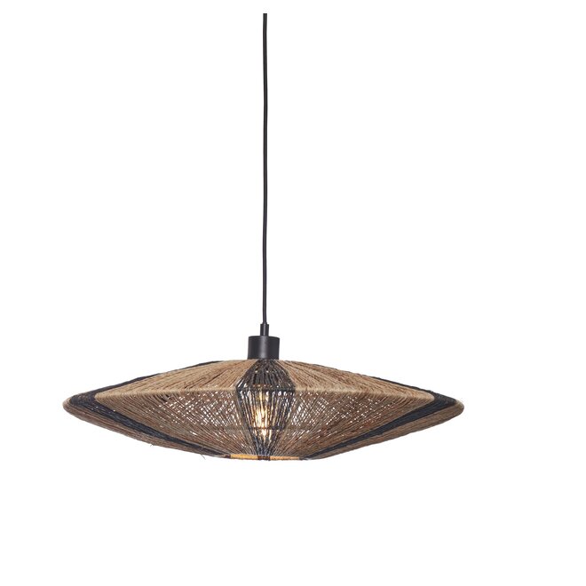 Hanglamp Iguazu jute/schijf L dia.55xh.14cm. zwart/naturel