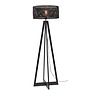 Vloerlamp Java 4-poot bamboe zw. h.145cm/kap dia.50xh.22cm. zw.