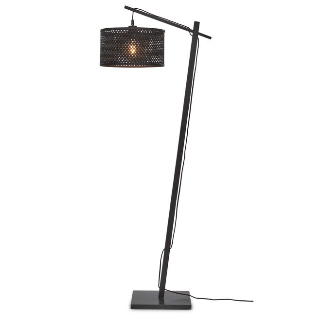 Vloerlamp Java S bamboe zw. h.150cm/kap dia.32xh.18cm. zw.