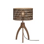 Tafellamp Java 3-poot  bamboe nat. h.43cm/kap dia.32xh.18cm. zw/nat.