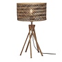 Tafellamp Java 5-poot  bamboe nat. h.48cm/kap dia.32xh.18cm. zw/nat.