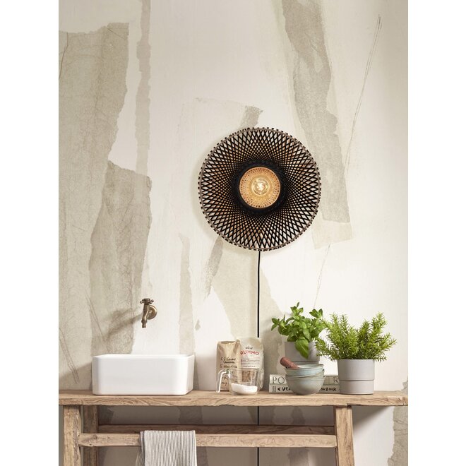 Wandlamp Kalimantan bamboe dia.44x12cm naturel/zwart. S