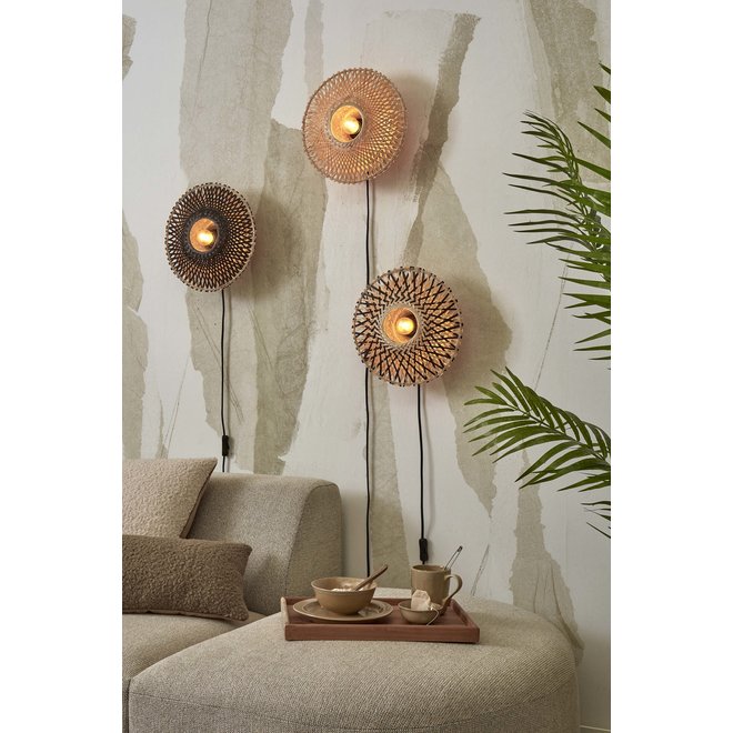 Wandlamp Kalimantan XS bamboe dia.30x8cm. zwart