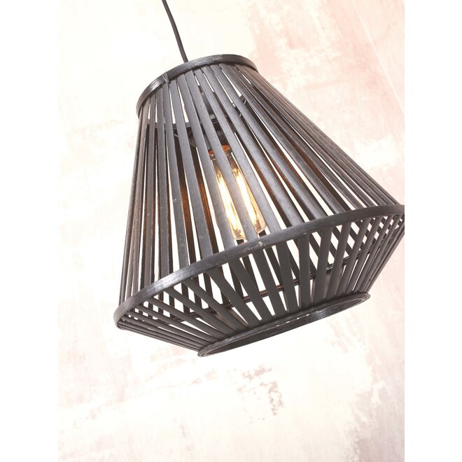 Hanglamp Merapi bamboe/diamond 30xh.30cm. zwart