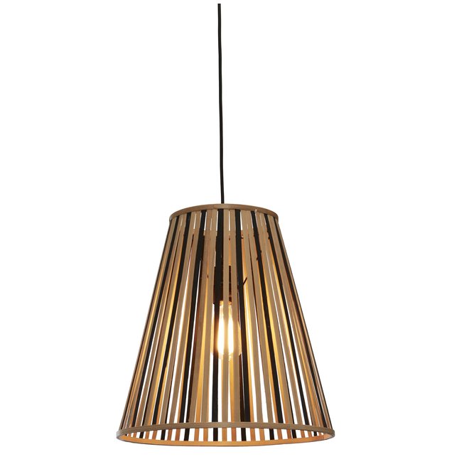 Hanglamp Merapi bamboe/tapered 40xh.42cm zwart/naturel. L