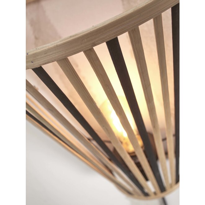 Wandlamp Merapi bamboe/tapered 30xh.30cm. zw/nat.