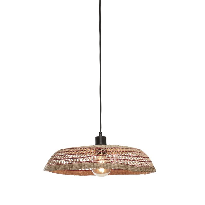 Hanglamp Pantanal zeegras dia.45xh.9cm. naturel/rood