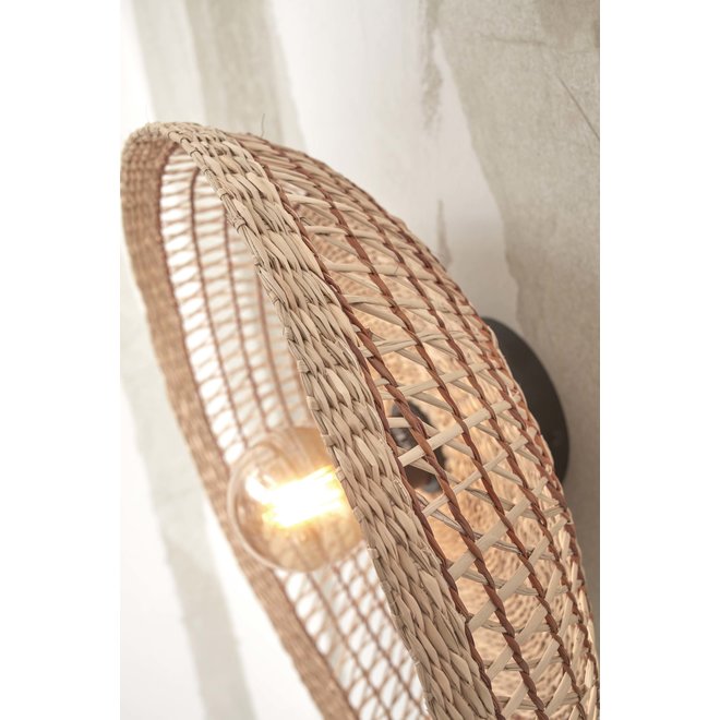 Wandlamp Pantanal zeegras dia.45xh.9cm. naturel/l.bruin