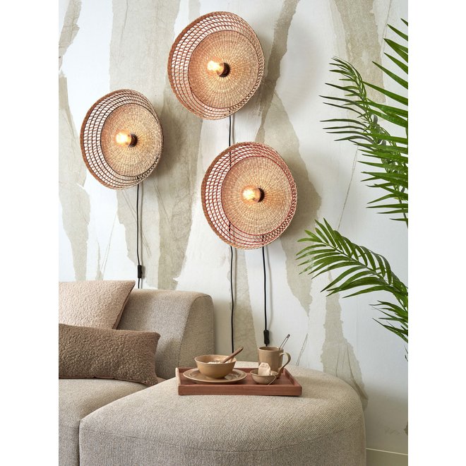 Wandlamp Pantanal zeegras dia.45xh.9cm. naturel/l.bruin