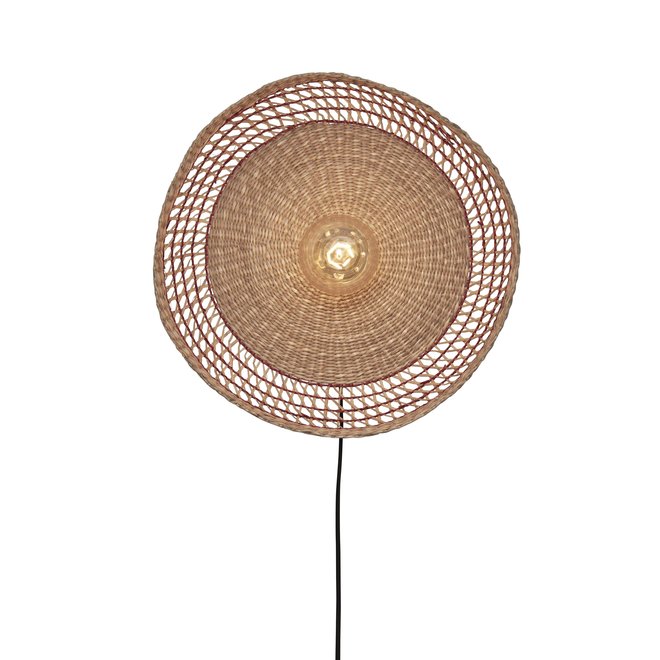 Wandlamp Pantanal zeegras dia.45xh.9cm. naturel/rood