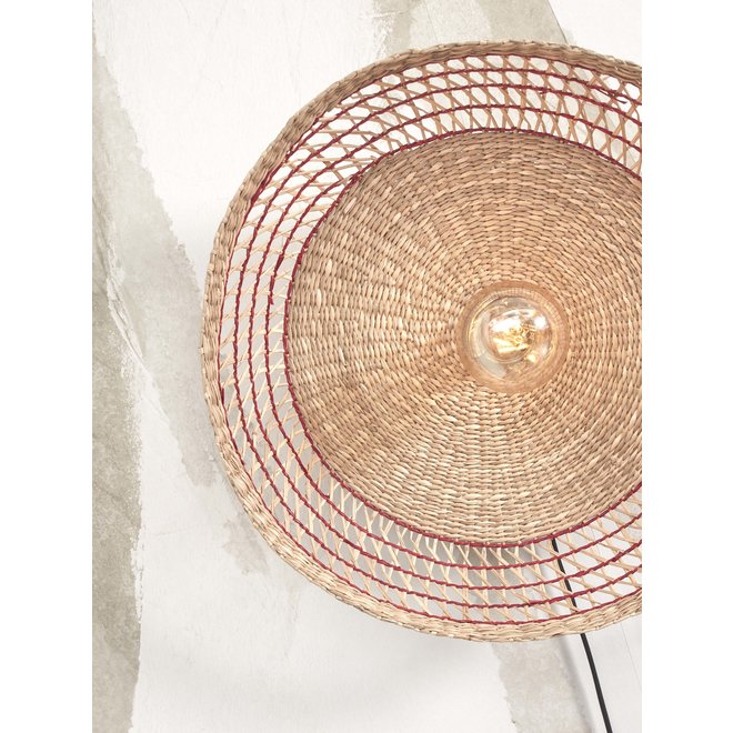 Wandlamp Pantanal zeegras dia.45xh.9cm. naturel/rood