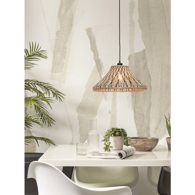 Hanglamp Tahiti bamboe dia. 45xh.20cm. zwart/naturel