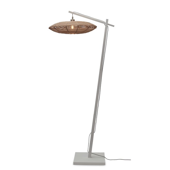 Vloerlamp Tanami L bamboe wit h.176cm/schijf dia.55xh.14cm rotan. nat.