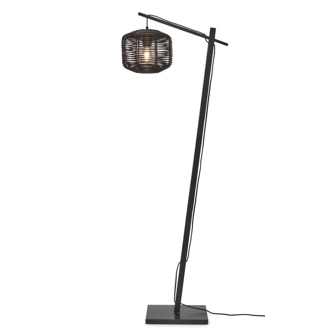 Vloerlamp Tanami S bamboe zw. h.150cm/kap dia. 25xh.20cm rotan. zw.