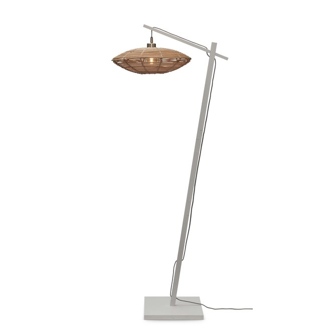 Vloerlamp Tanami S bamboe wit h.150cm/schijf dia.40xh.10cm rotan. nat.