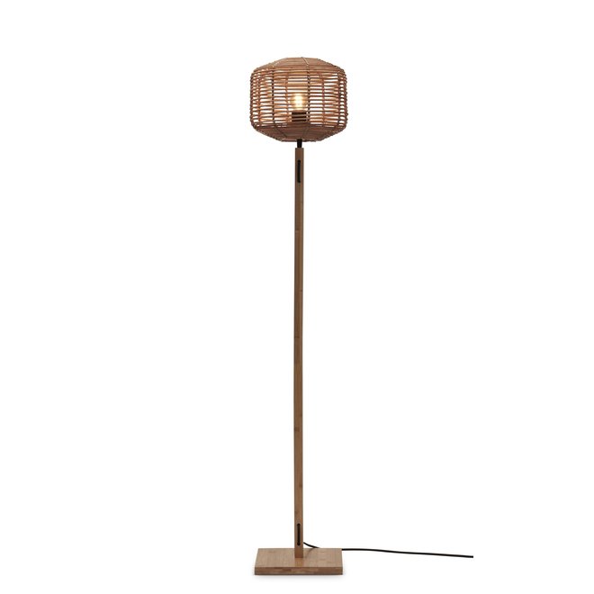 Vloerlamp Tanami bamboe nat. h.130cm/kap dia.25xh.20cm rotan. nat.