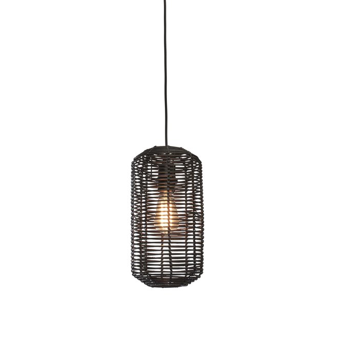 Hanglamp Tanami L rotan koker dia.18xh.35cm. zwart