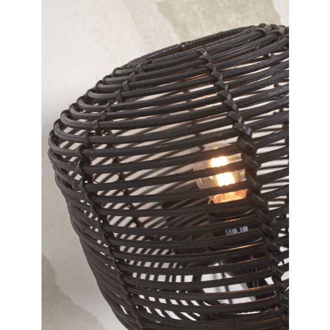 Wandlamp Tanami rotan dia.25xh.20cm. zwart