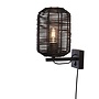 Wandlamp Tanami rotan koker S dia.18xh.25cm. zwart