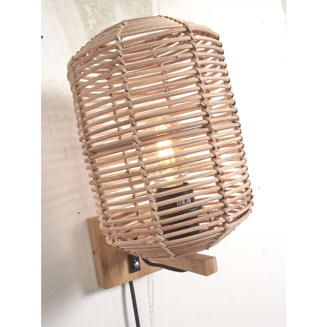 Wandlamp Tanami rotan koker S dia.18xh.25cm. naturel