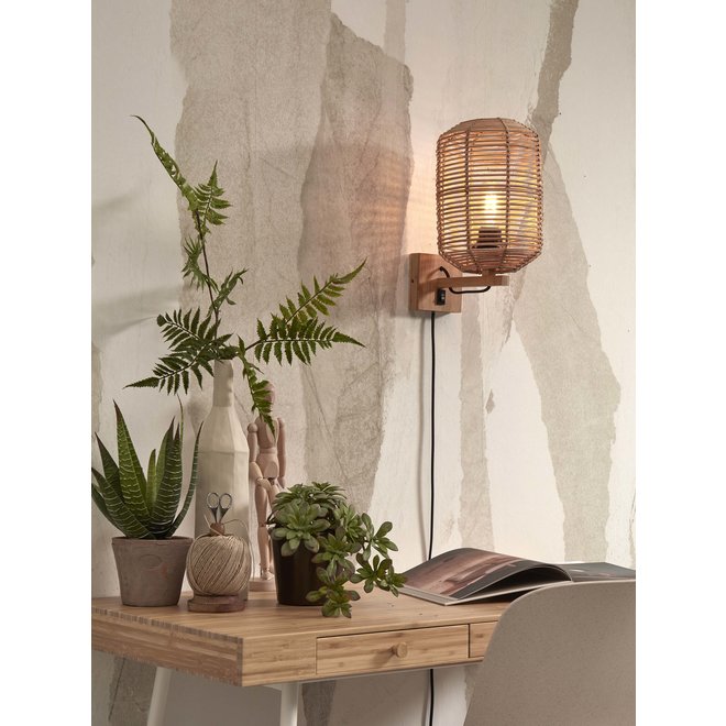 Wandlamp Tanami rotan koker S dia.18xh.25cm. naturel