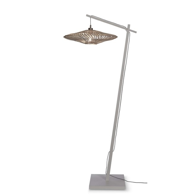 Vloerlamp Zanzibar L bamboe wit 176cm/kap 55x14cm rotan. wit