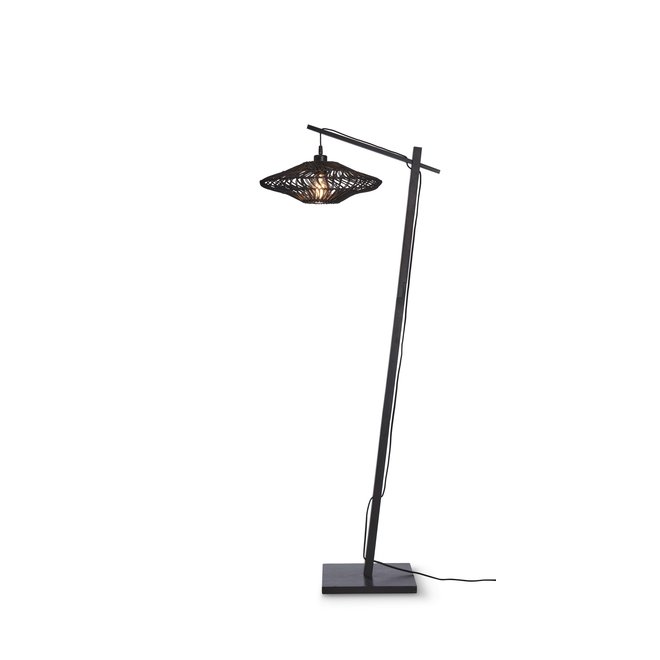 Vloerlamp Zanzibar S bamboe zw.150cm/kap dia.40xh.12cm. zw.