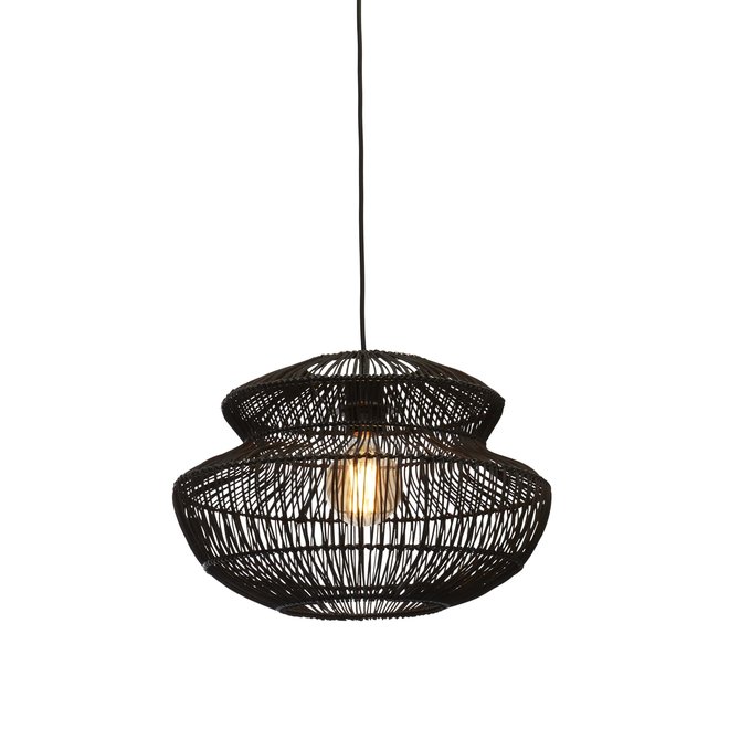 Hanglamp Zanzibar rotan/rond dia.40xh.30cm. zwart