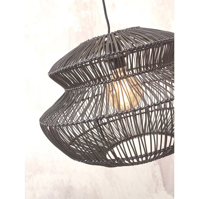 Hanglamp Zanzibar rotan/rond dia.40xh.30cm. zwart