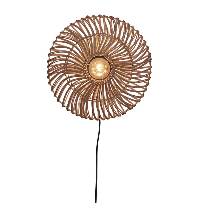 Wandlamp Zanzibar S rotan/plat dia.40xh.12cm. naturel