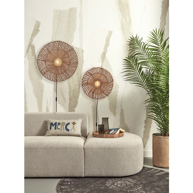 Wandlamp Zanzibar S rotan/plat dia.40xh.12cm. naturel