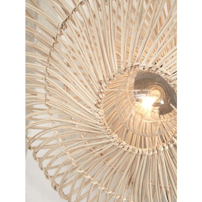 Wandlamp Zanzibar S rotan/plat dia.40xh.12cm. wit