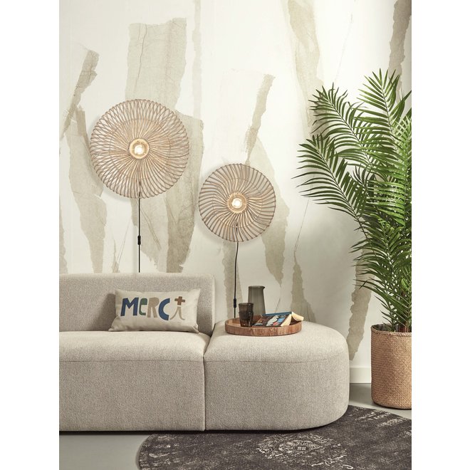 Wandlamp Zanzibar S rotan/plat dia.40xh.12cm. wit