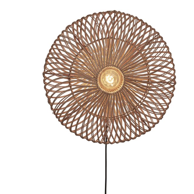 Wandlamp Zanzibar L rotan/plat dia.55xh.14cm. naturel