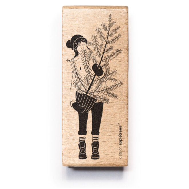Stempel Meisje met Dennenboom - 27998