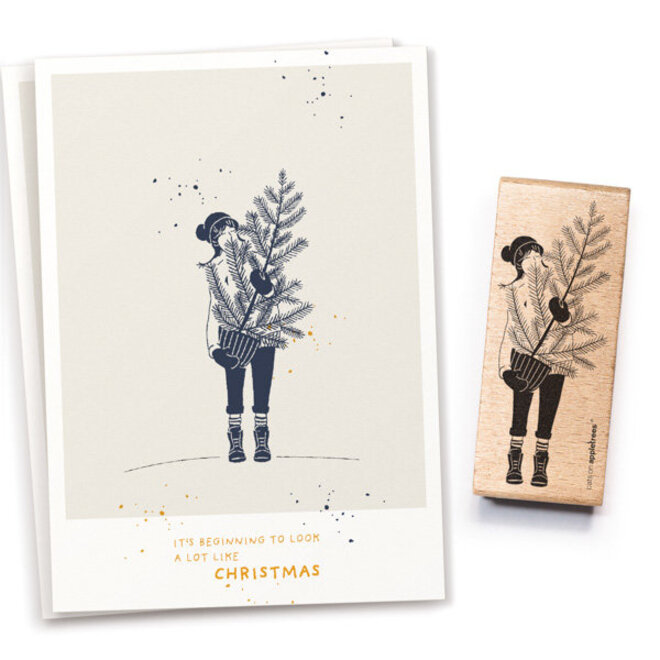 Stempel Meisje met Dennenboom - 27998