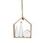 Houten hanger met kerstboom en huis