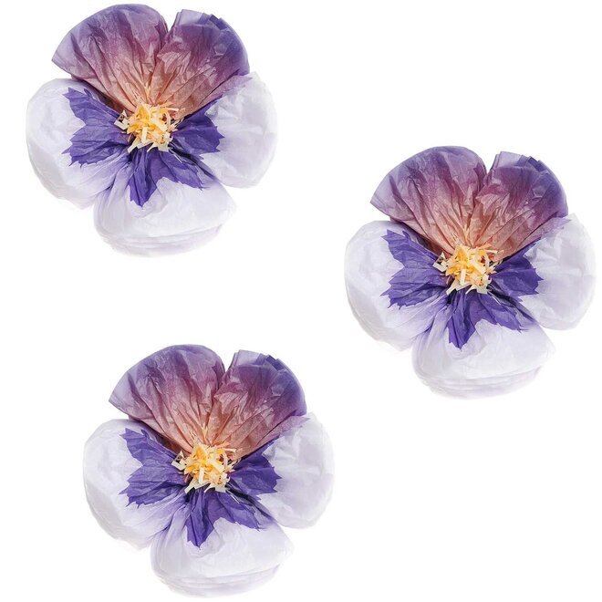 Zijdepapier bloemen viooltjes Paars 3 stuks