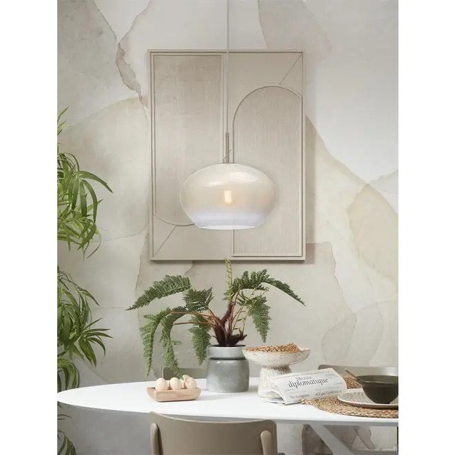 Hanglamp Bologna ovaal glas - Melkwit