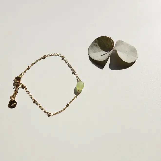 Armband - Good Luck - Goud/Glas/Groen