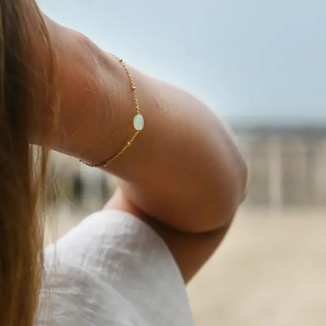 Armband - Good Luck - Goud/Glas/Groen