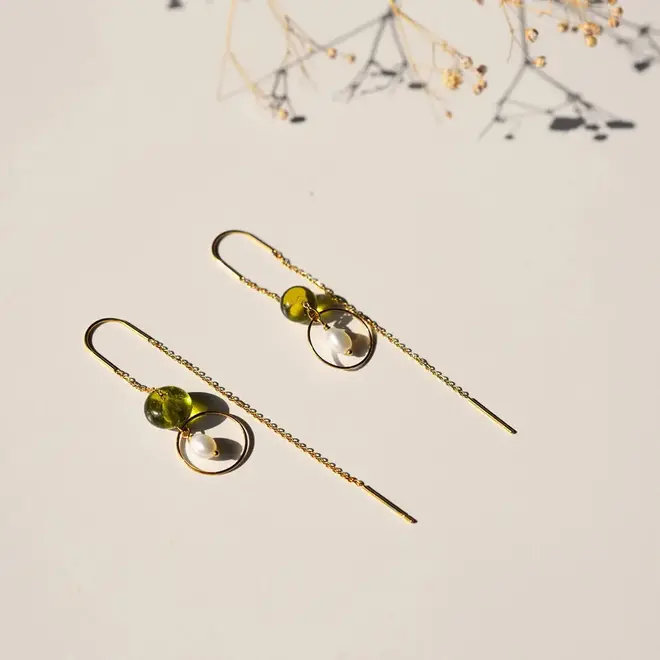 Oorbellen - Voor altijd - Goud /Groen