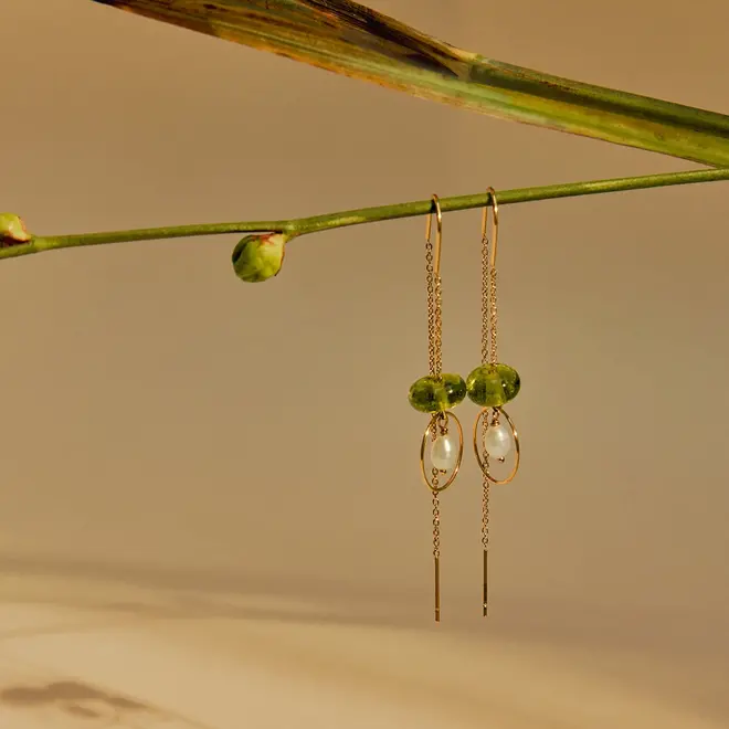 Oorbellen - Voor altijd - Goud /Groen